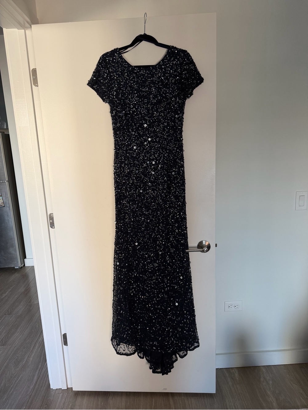 Adrianna Papell Navy Sequin Maxi Dress
